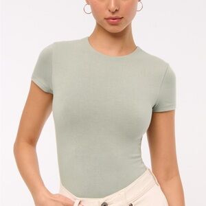 A&F Cotton-Blend Seamless Fabric Tee Bodysuit XS